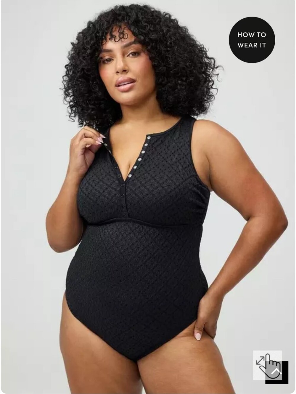 NWOT Torrid Black Lace Henley One-Piece Swimsuit